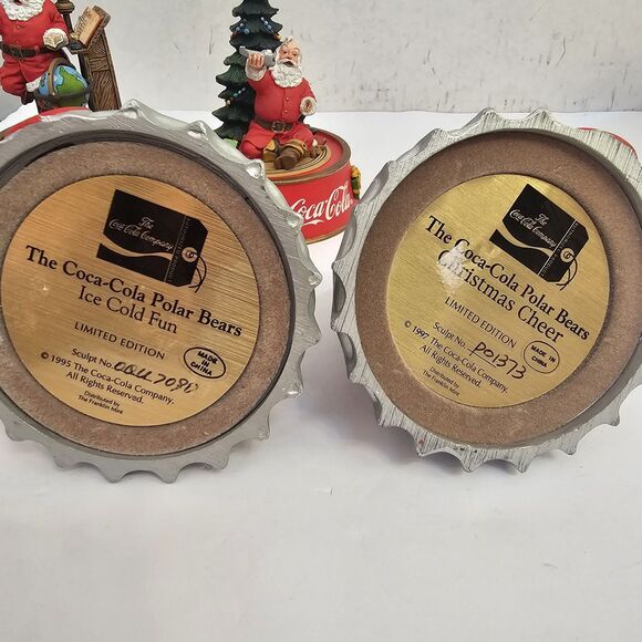 vtg coca cola collectibles Ice Bucket Franklin Mint Holiday Figurine Polar Santa - Picture 7 of 16